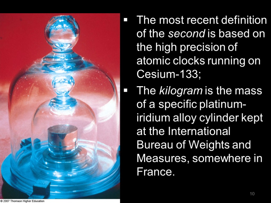 10 The most recent definition of the second is based on the high precision